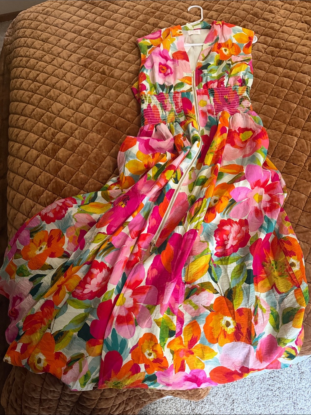 Vibrant Floral Sleeveless Maxi Dress - Pink & Orange Bloom
